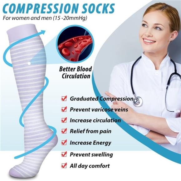 6 Copper Compression Socks for Women & Men (6 pairs) - Best Support - Picture 2 of 6